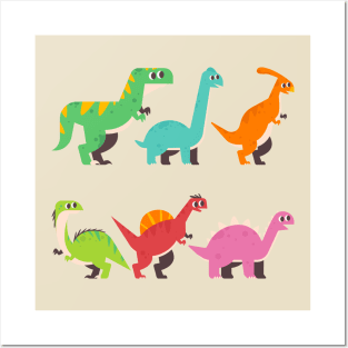 Flat Dinosaur Collection Posters and Art